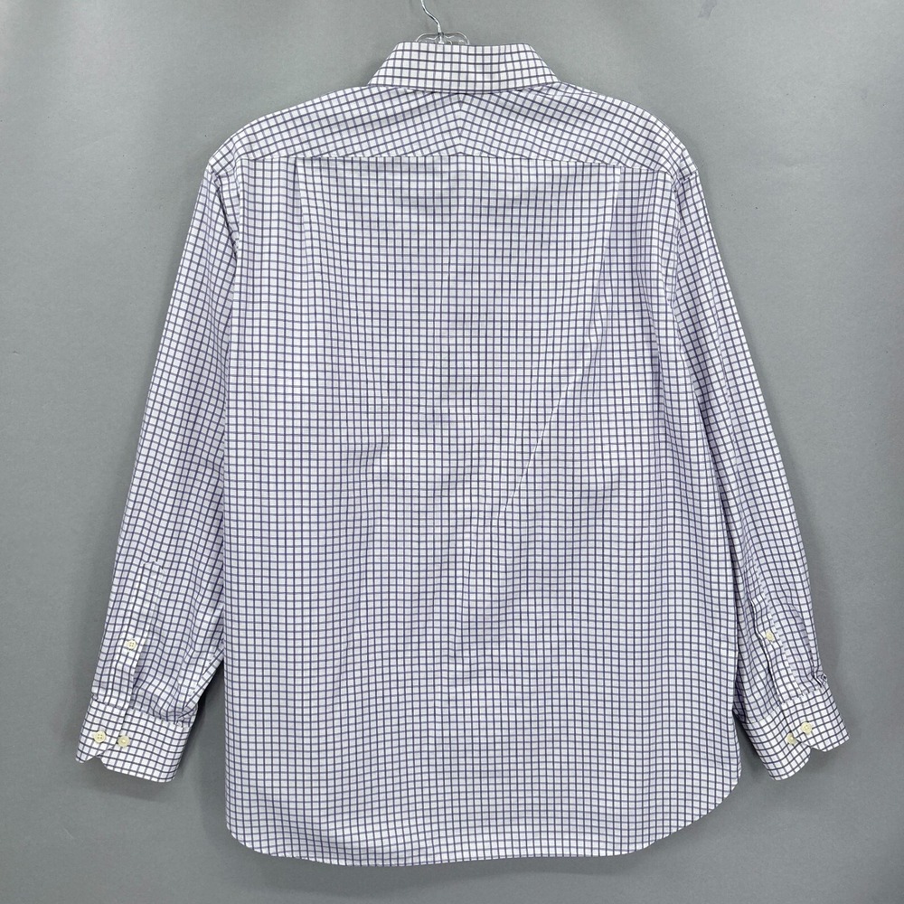 Peter Millar Dress Shirt Mens 17 Long Purple Grid Check Button Up Nanoluxe Dress - Picture 11 of 14